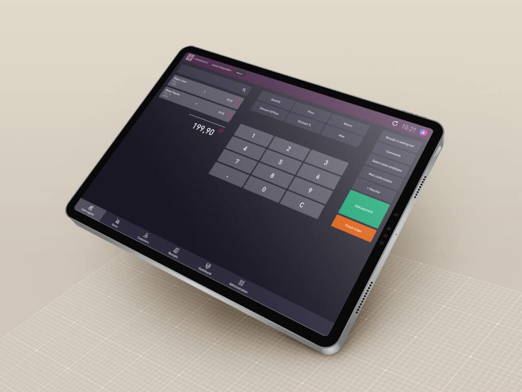 Mockup of the new product design for Point of Sale Itsperfect 4.0